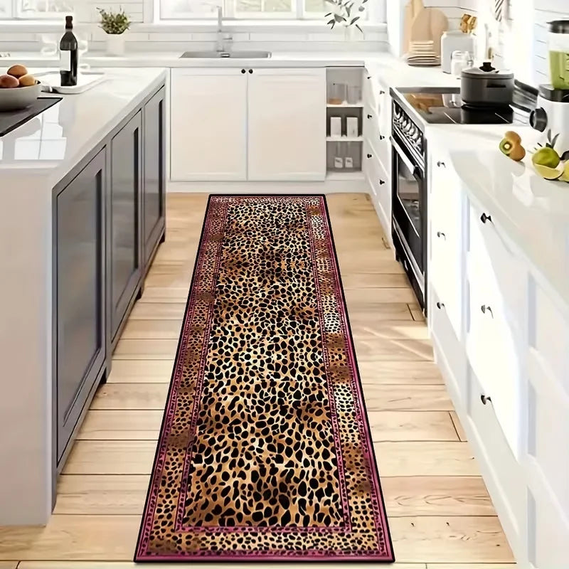 tapis léopard moderne noir beige marron intérieur extérieur sol chambre décoration maison
