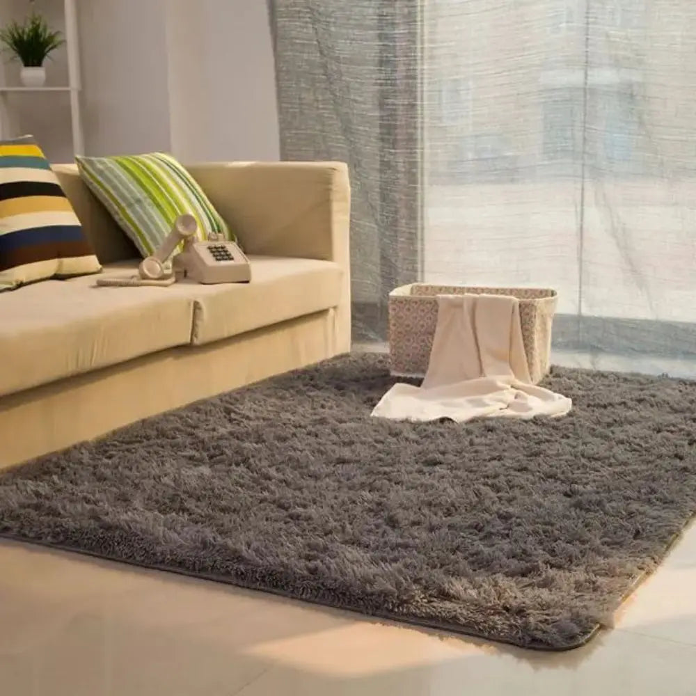 tapis peluche épais moderne salon chambre lit décoration maison doux gris blanc rose marron