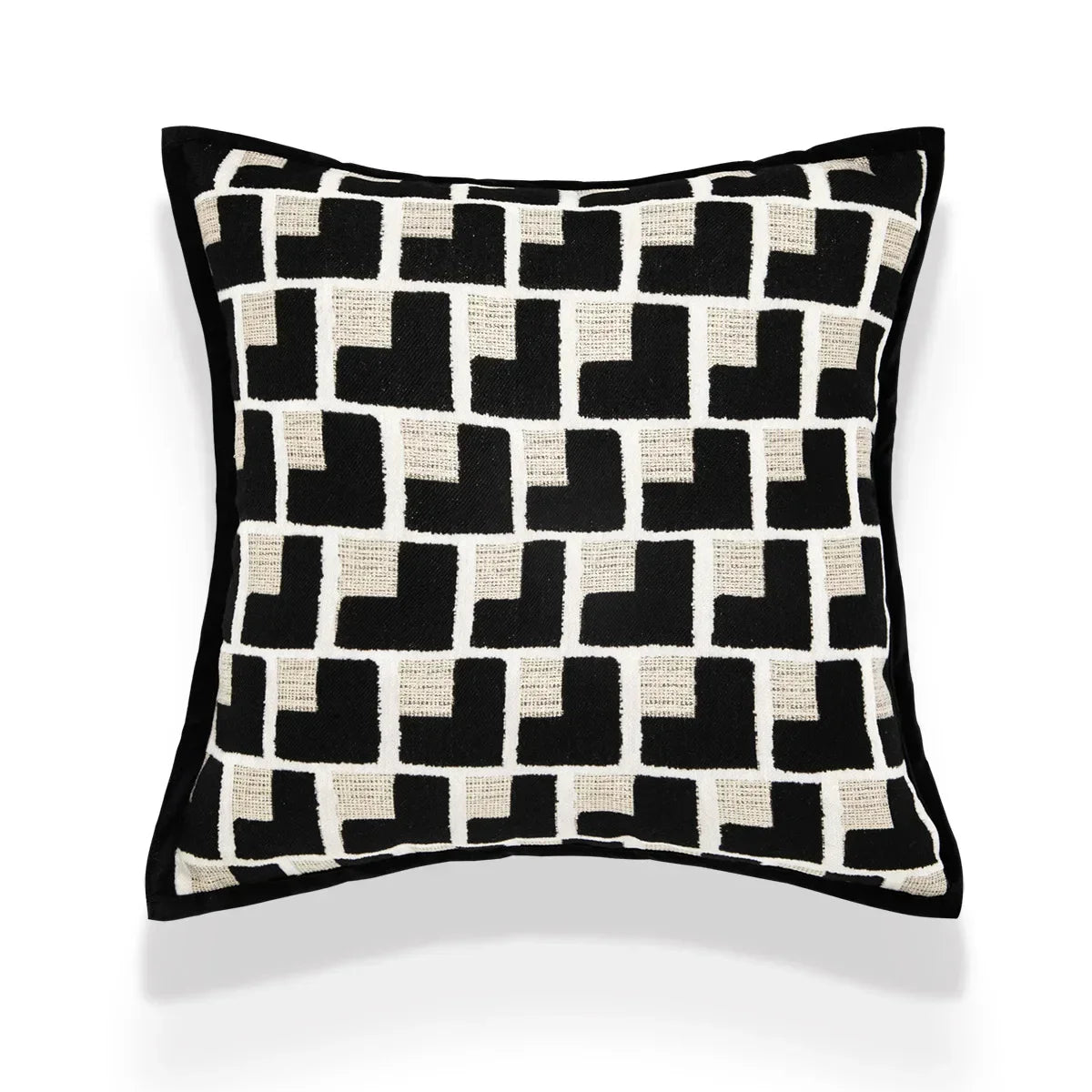 taies d'oreiller décoratives noires blanches motif fleur jacquard respectueuses environnement polyester modernes maison hospitalière