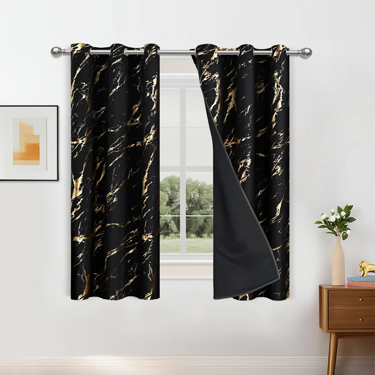 rideaux noir doré marbré ondulés opaques isolation thermique 100x250cm 132x241cm moderne élégantôtel