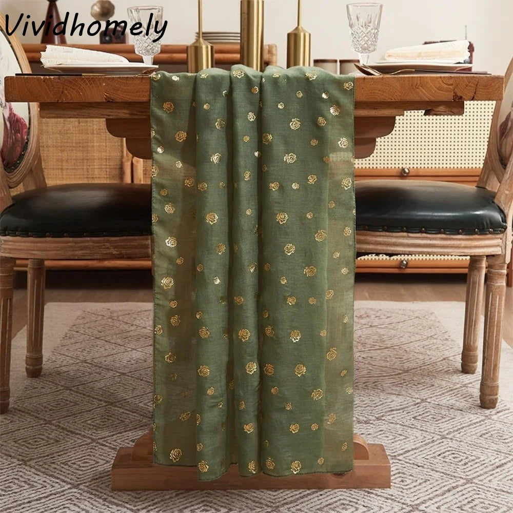 table table verte fleurs dorées noël saint valentin nouvelle année classique 90x180cm 90x300cm 90x400cm