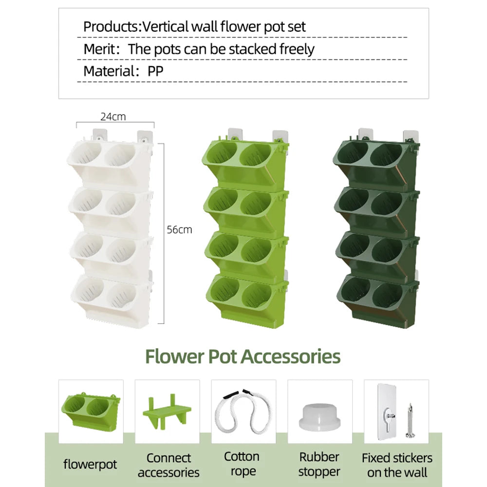 jardinière murale verticale pots suspendus auto arrosage moderne blanc vertclair vertfoncé minimaliste