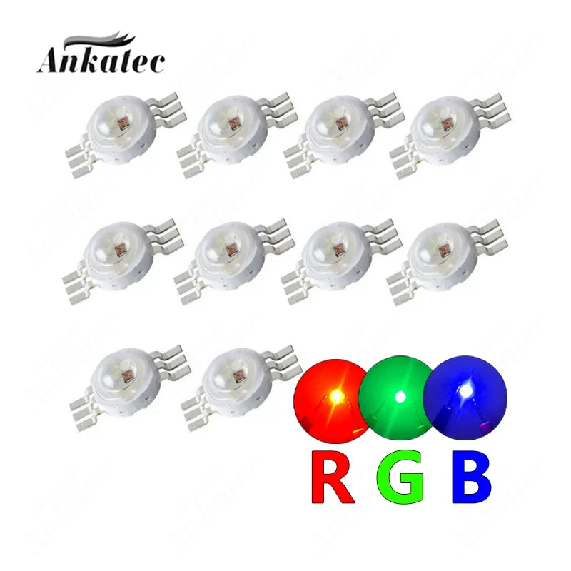 Diodes LED RGB RGBW 1W 3W haute luminosité clips métalliques change couleur projecteur scène