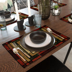 tapis table moderne carreaux géométriques rouge vert beige noir 30x40cm