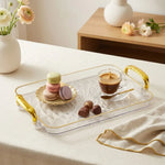 plateau rectangulaire transparent moderne poignées dorées diamant 3d nourriture rangement cuisine élégant respectueux environnement