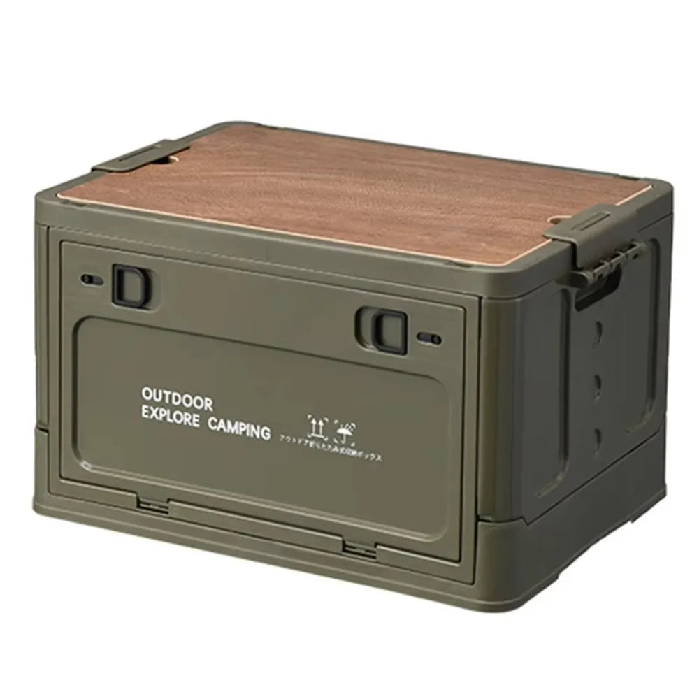 boîte rangement camping blanc bois pratique moderne empilable poignées grande capacité servant