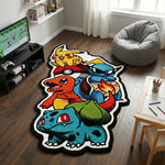 tapis multicolore pokémon pikachu charmander bulbasaur squirtle enfant chambre salon decoration