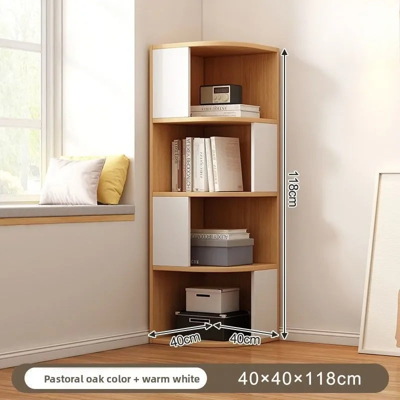 étagère d'angle bois chêne clair moderne adhésive multi fonction rangement livres objets décoration 150cm