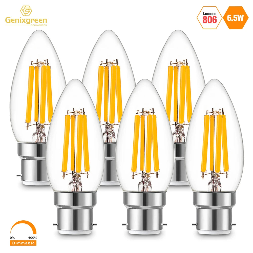 ampoule led filament transparente jaune moderne vintage b22 sans scintillement 65w 806lm