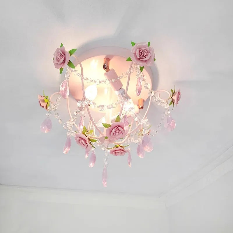 lampe rose fleurs relief translucides romantique chambre fille salon couloir