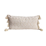 coussin boho carré 45x45cm beige motif géométrique brodé tassel déco siège voiture