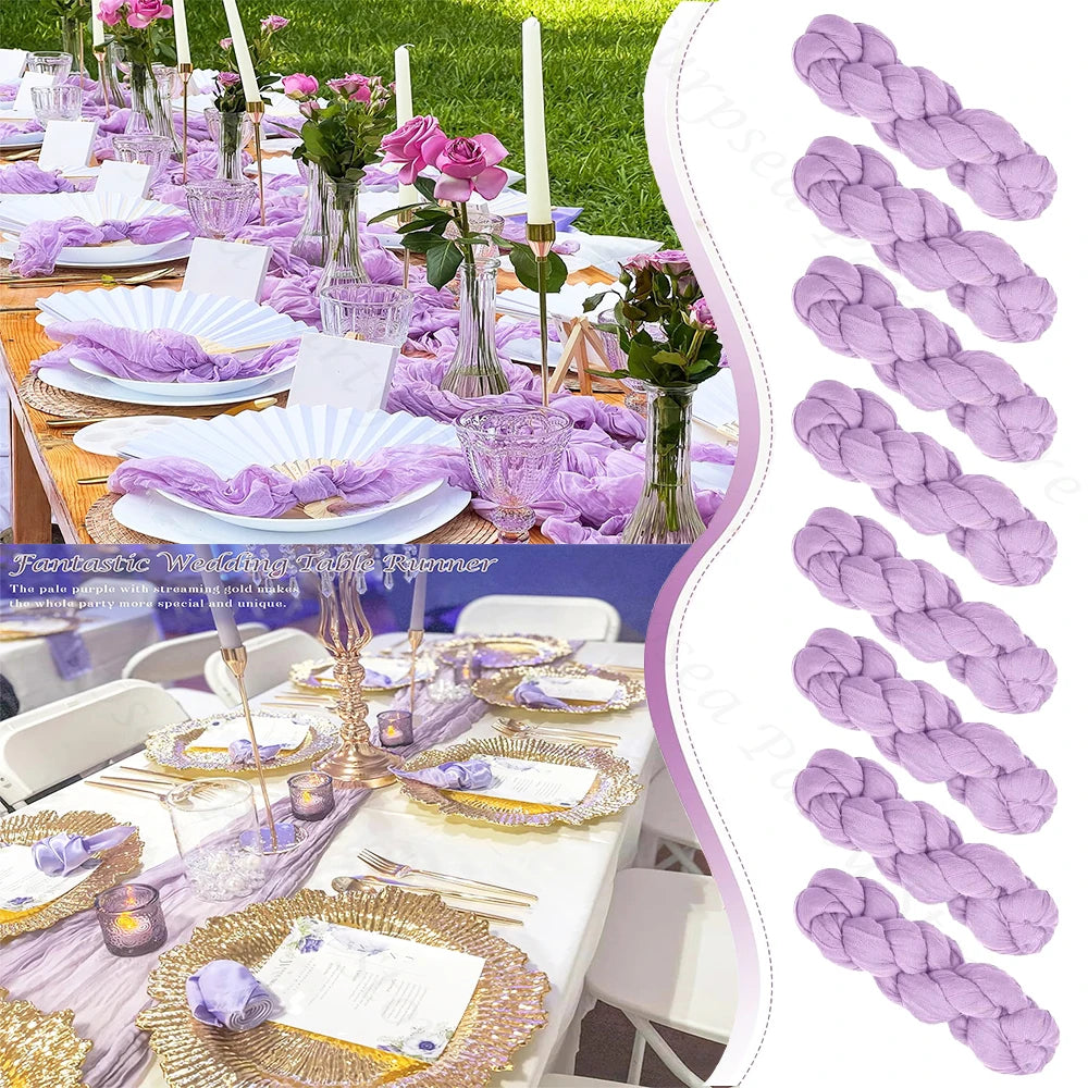 ruban table violet clair texture tissée rustique décoration table mariage anniversaire maison bohème festive