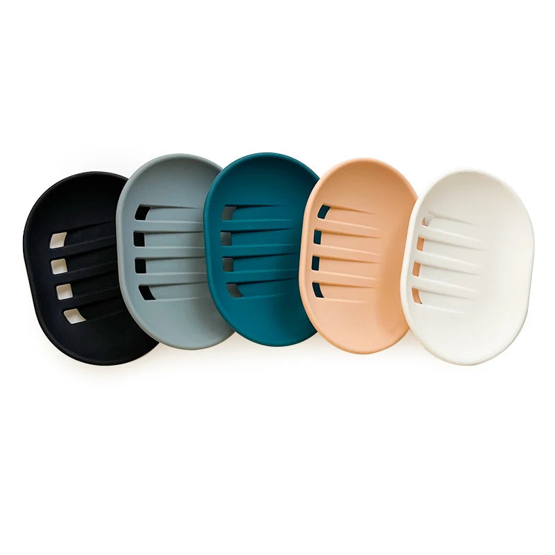 support savon silicone noir gris bleu moderne adhésif auto drainant évier salle bain éponge