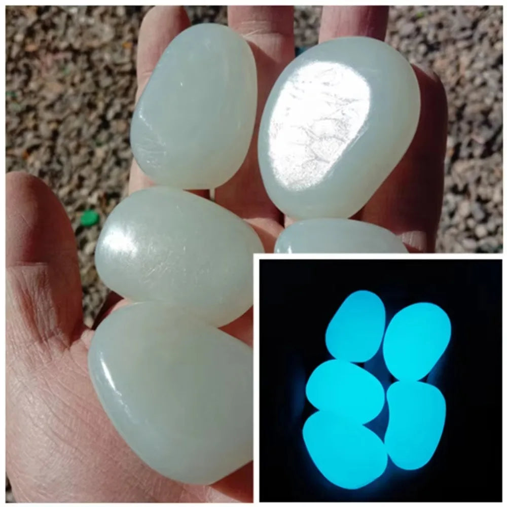 pierres décoratives luminescentes modernes multicolores vert bleu jaune opaques jardin