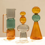vase verre moderne transparent orange vert minimaliste sculptural geometrique