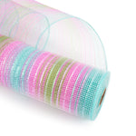 ruban filet polyester rose vert bleu moderne brillant 10 pouces large 10 yards longueur