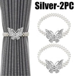 boucle rideau gris rose bleu doré papillon strassé blanches élégante décorative clip fixe