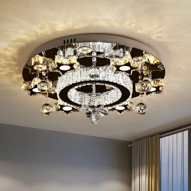 plafonnier moderne cristal noir doré led élégants motifs géométriques transparents