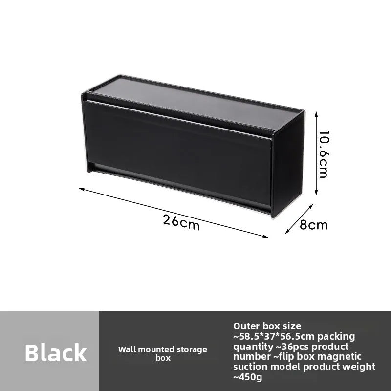 boîte rangement murale adhésive moderne compartimentée écouteurs montres lunettes blanc noir