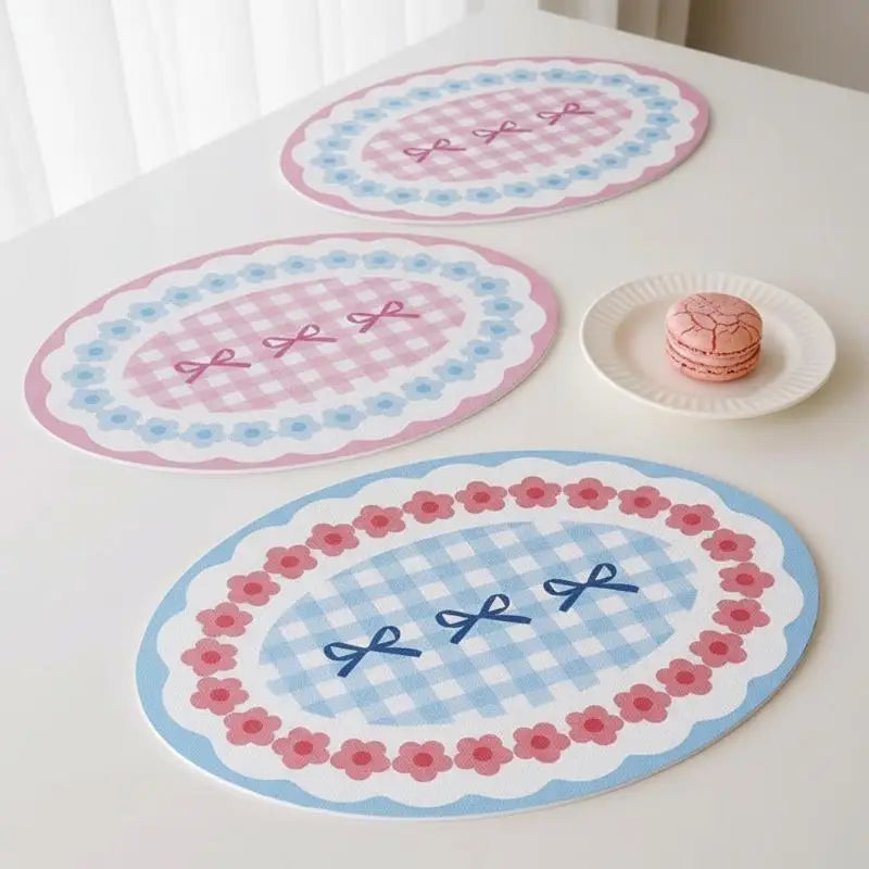 placemat carreau vichy fleuri rose bleu clair blanc vintage romantique table manger saison mariage