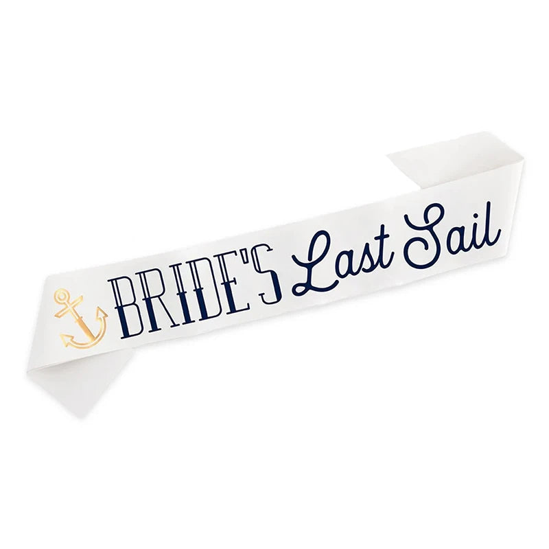 chapeau marin chapeau mariage sash nuptial ancre dorée écriture cursive blanc or festif