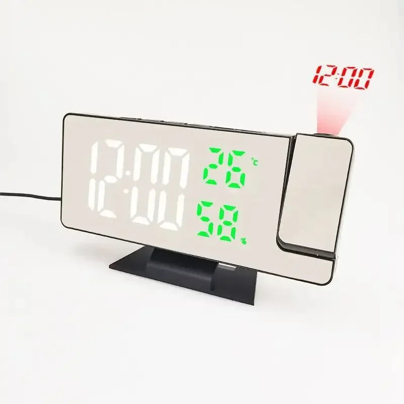 horloge projecteur numérique moderne affichage température couleur noir blanc verte rouge tactile