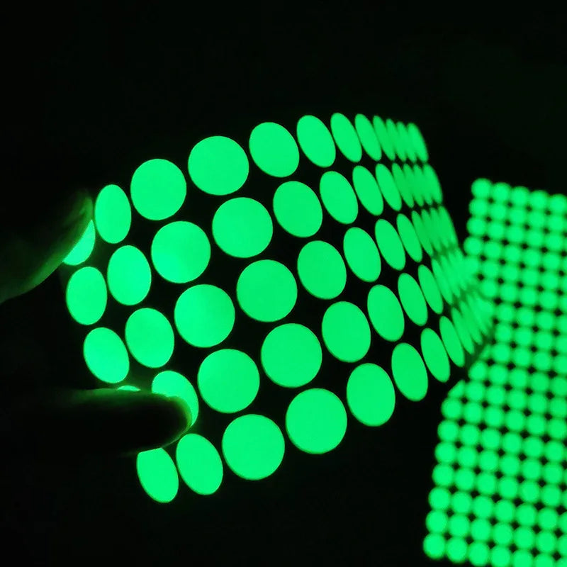 autocollants lumineux vert fluo cercles modernes adhésifs non toxiques mur chambre enfants decoration nocturne