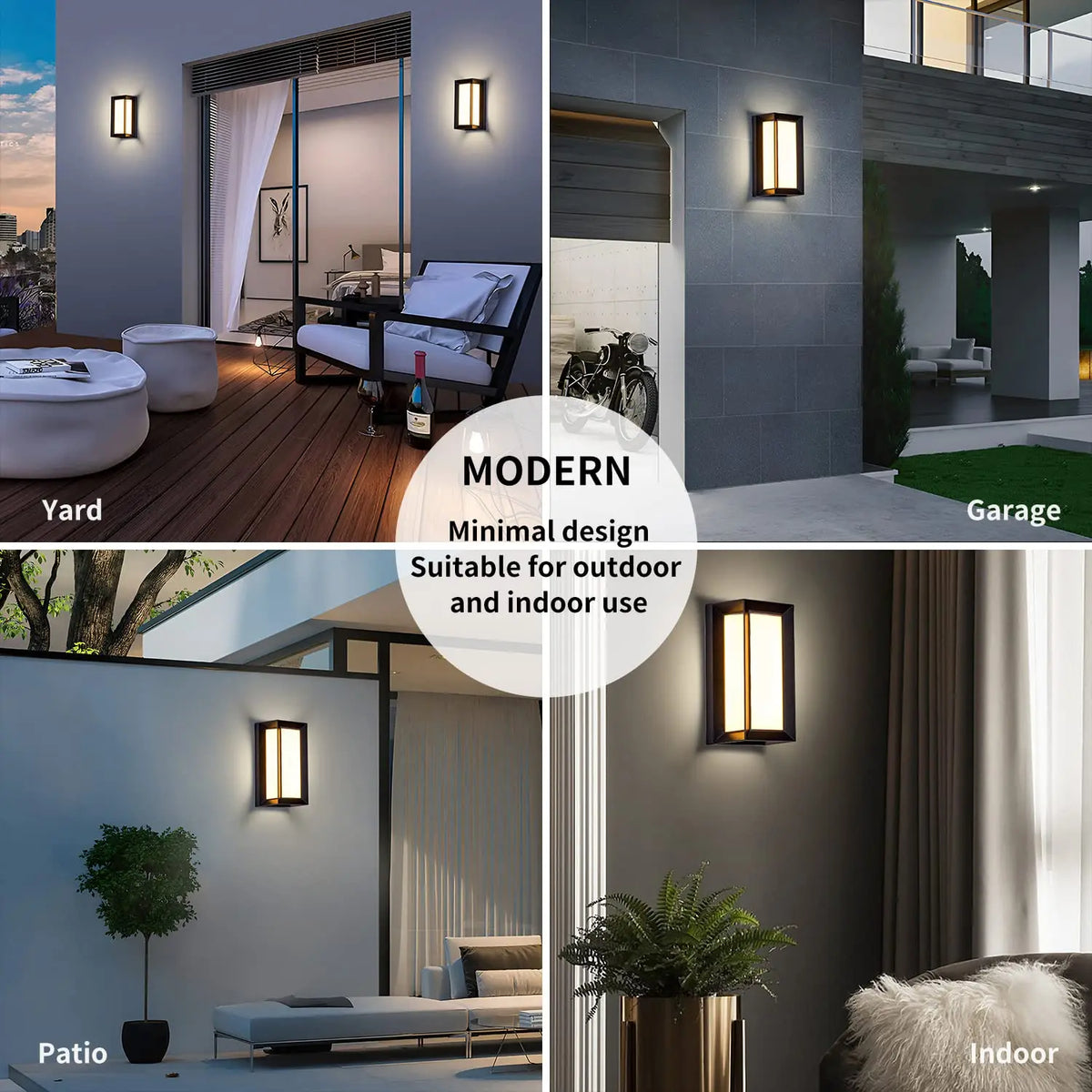 applique murale extérieure led moderne ip55 noir blanc verre transparent sensoriel 6000k 2700k