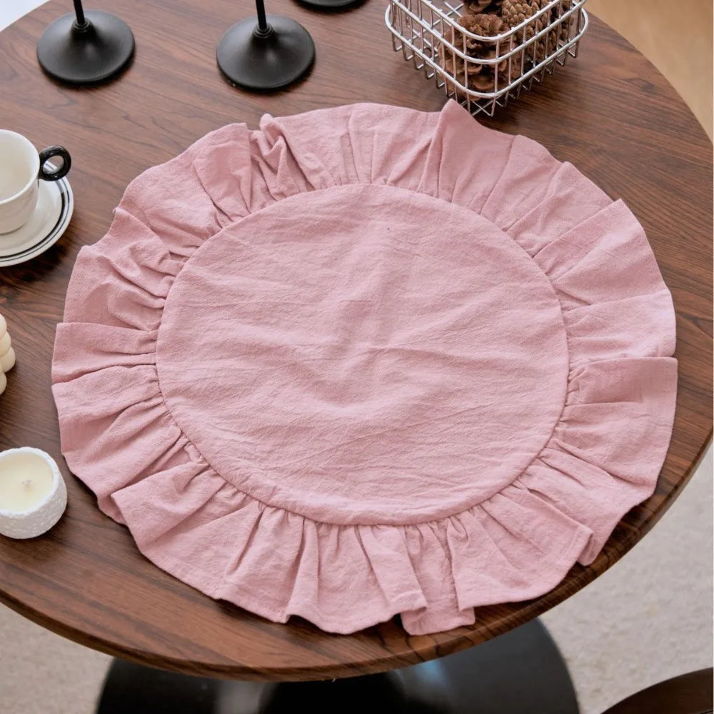 serviette table décorative volants jaune rose vert bleu beige blanc opaquemax