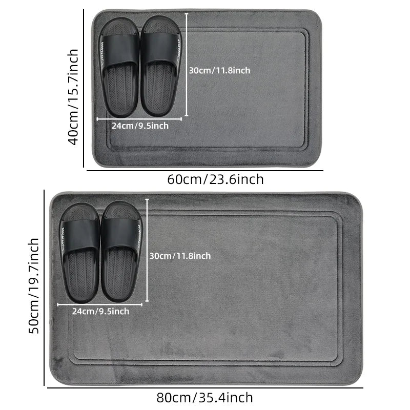 tapis bain gris clair doux antidérapant absorption rapide douche maison confortable moderne