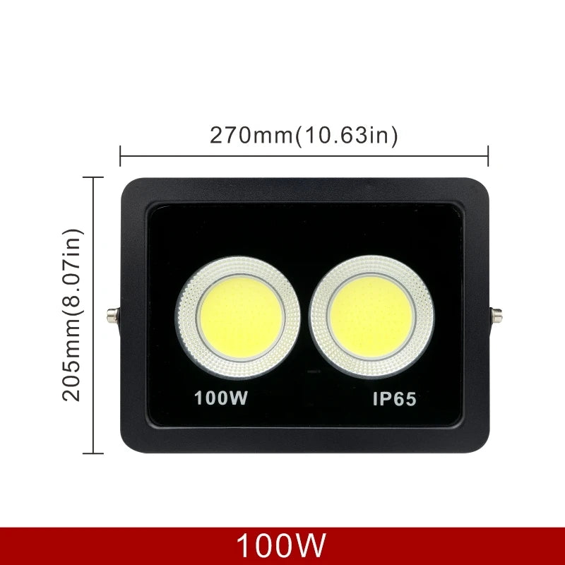 projecteur led cob ip65 moderne 220v 50w 100w 200w 300w noir clips câbles