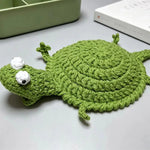 coasters crochetés lézard créatifs artisanaux beige bleu vert adhésifs mignons 3d diys