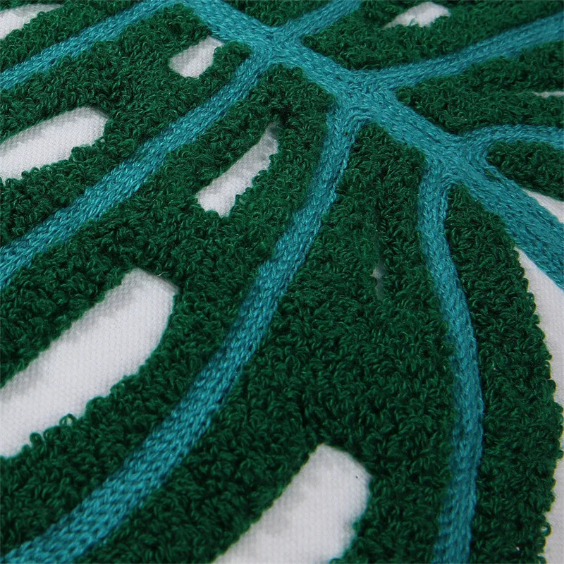 coussin carré moderne motif feuilles tropicales brodé polyester 45x45cm décoration maison voiture