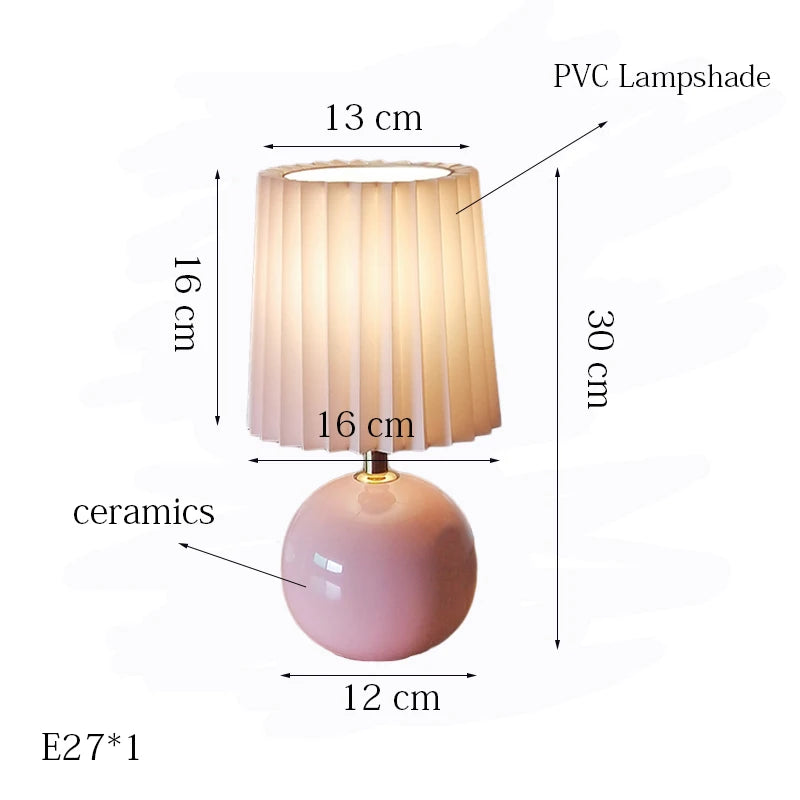 lampe table moderne plissée blanc rose orange 5w led 60lm certifiée ul ccc