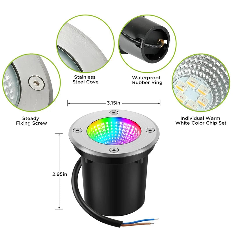 spots paysage led rgbw ip65 moderne télécommande blanc chaud rouge visiblesextérieur jardin