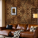 papier peint auto adhésif léopard moderne marron noir intérieur décoration chambre salon