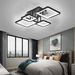 plafonnier moderne acrylique led noir géométrique contemporain suspension lumineuse cascade carrés