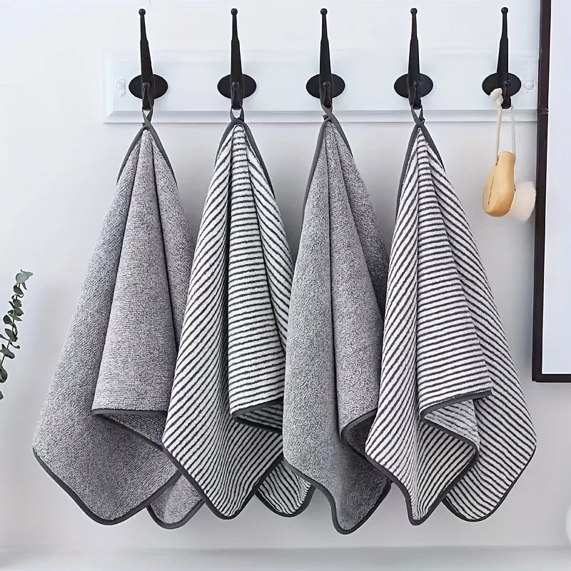 serviettes toilette rayées gris modernes absorbantes séchage rapide douces maison 75x35cm minimaliste