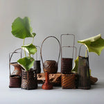 panier rotin tressé main vase bambou décoration fleurs rustique artisanal maison