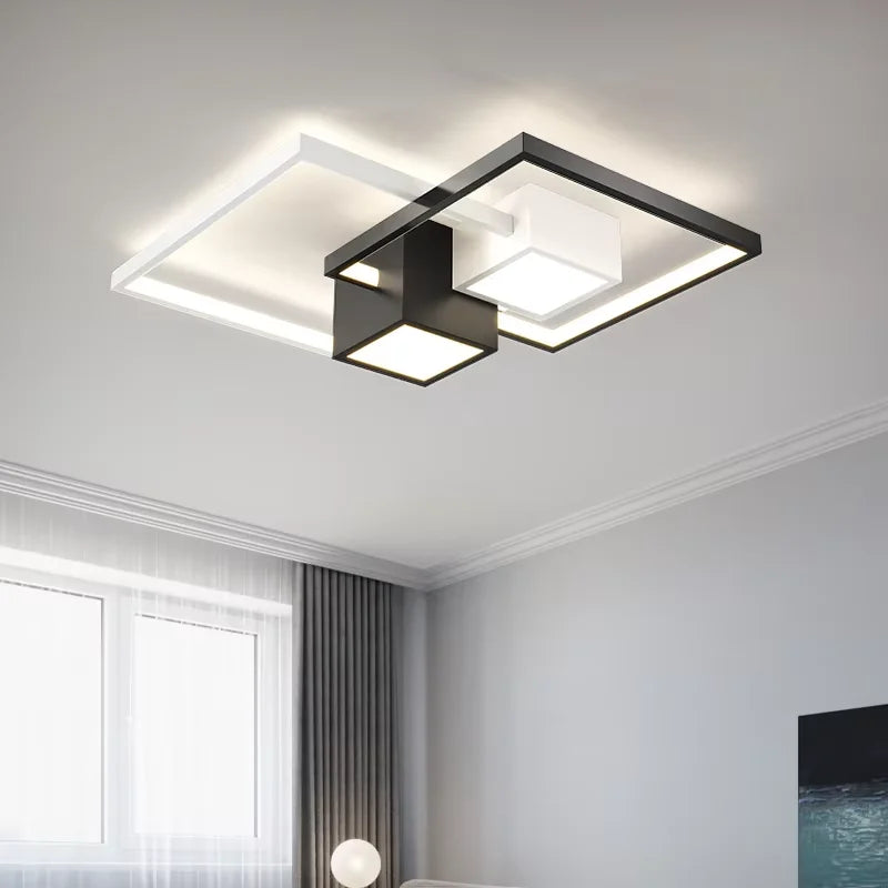 plafonnier led carré moderne minimaliste noir blanc géométrique chambre décoration maison