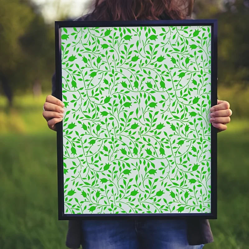stencils diy opaques feuilles branches floral artisanal blanc vert clair brun clair a4 peinture