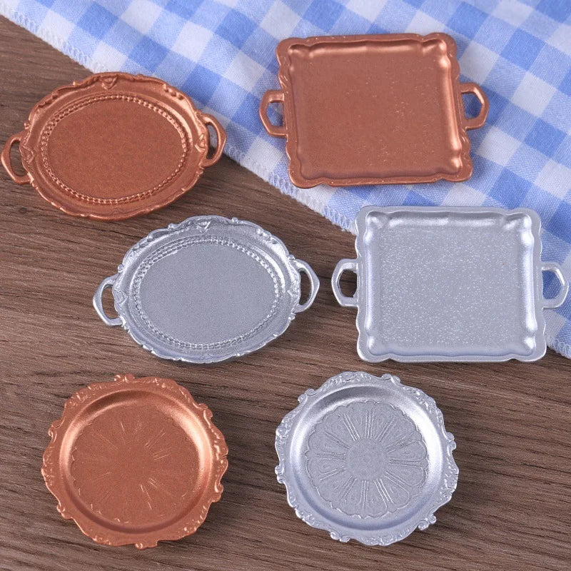 assiettes résine or argent classiques relief poignées présentation photo artisanat