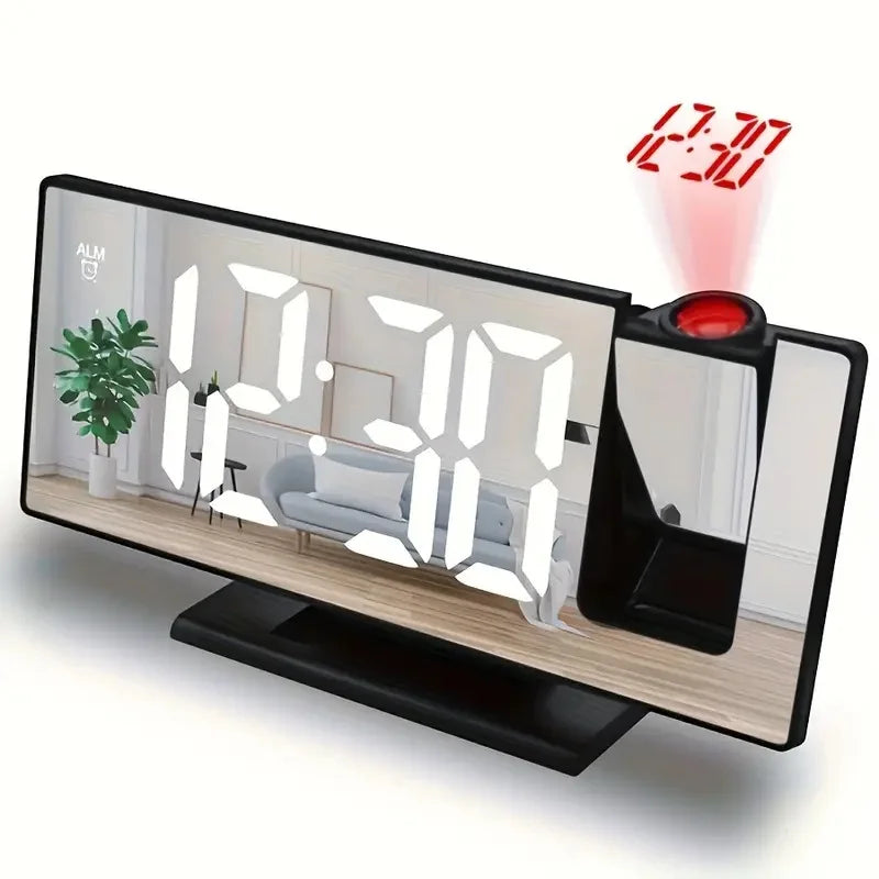 projecteur horloge numérique led noir blanc rouge support détachableécran large face unique