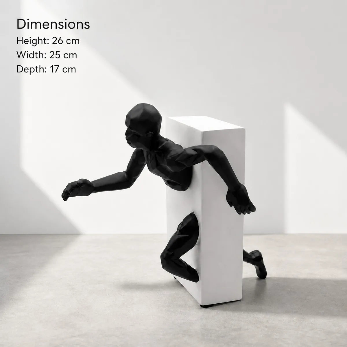 sculpture résine moderne homme mouvement noir blanc minimaliste intérieur contemporain decoration