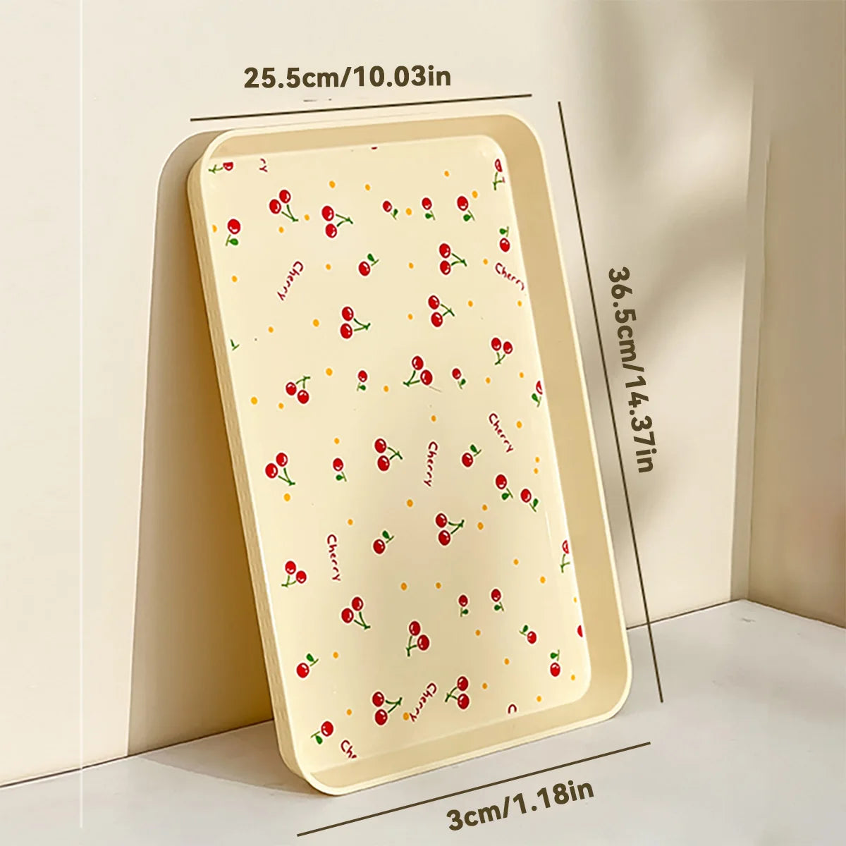 assiettes plates moderne motif cerises lettres cherry beige clair rangement bijoux parfum organisateur cuisine