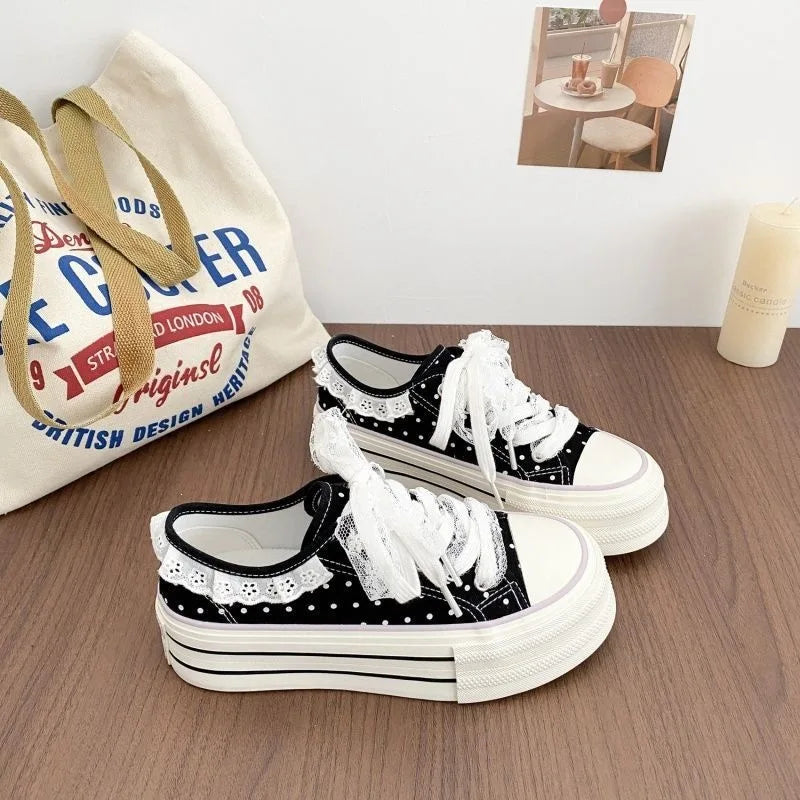 chaussures toile femmes noires blanches imprimées animaux lacets dentelle blanche casual été respirantes légères