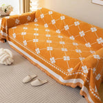 couverture canapé orange motif géométrique moderne adhésif lavable machine 180x230cm