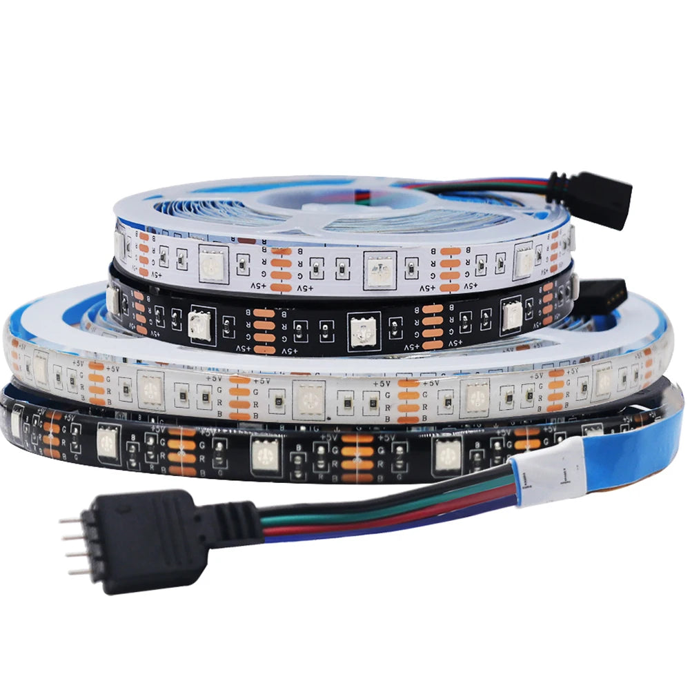 ruban led rgb flexible rétroéclairage tv salon adhésif moderne couleur noir blanc 5v