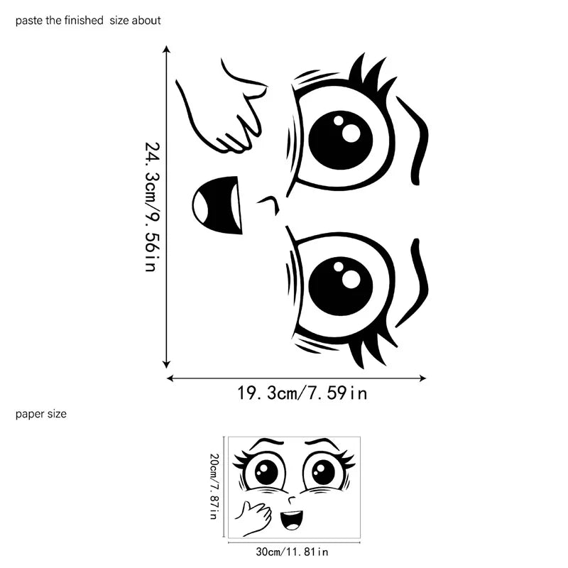 sticker autocollant toilette visage souriant dessin animé simple pvc noir inclusion chambre bains décoration