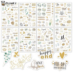 stickers mariage amour floral romantique vintage élégant or rose vert adhésifscriçãoption